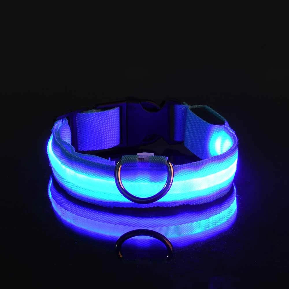 LED Dog Collar – Light Up Glow in The Dark Nylon Pet Collar for Night Safety, Adjustable Luminous Dog Collar