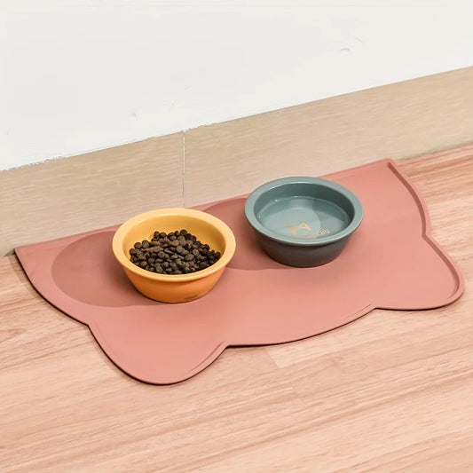 Silicone Cat Feeding Mat – Non-Slip Waterproof Pet Food Bowl Placemat with Raised Edge for Dogs & Cats