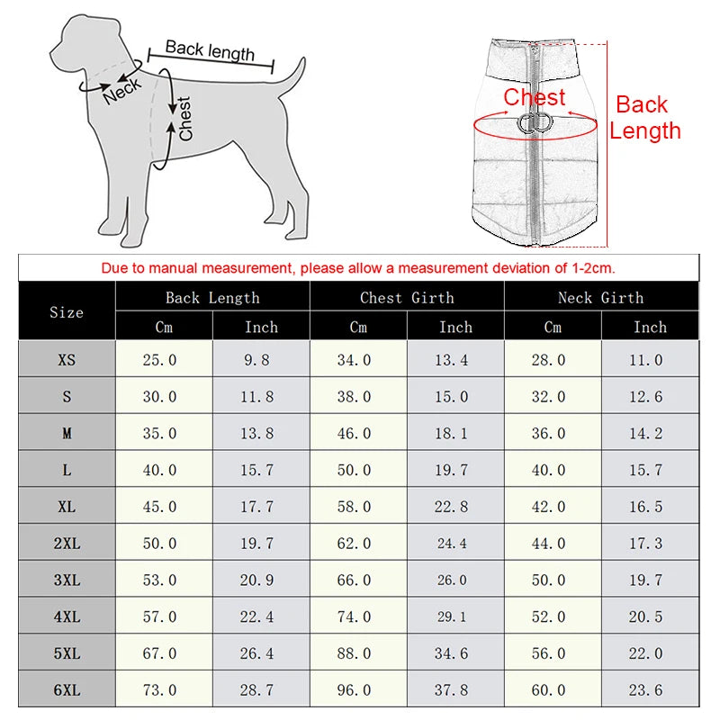 Waterproof & Warm Dog Jacket for Small, Medium, Large Breeds