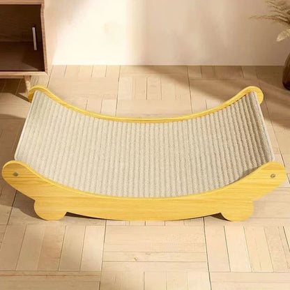 Wooden Cat Scratching Lounge Bed – Durable Scratch Pad, Detachable Cat Hammock & Furniture Protector for Kittens & Adult Cats