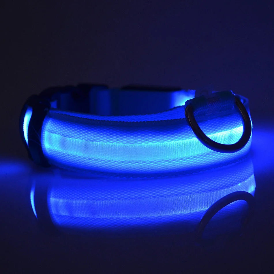 LED Dog Collar – Light Up Glow in The Dark Nylon Pet Collar for Night Safety, Adjustable Luminous Dog Collar