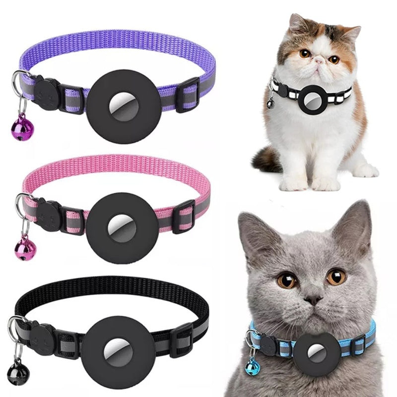 Reflective Airtag Pet Collar – Waterproof Nylon for Cats & Dogs